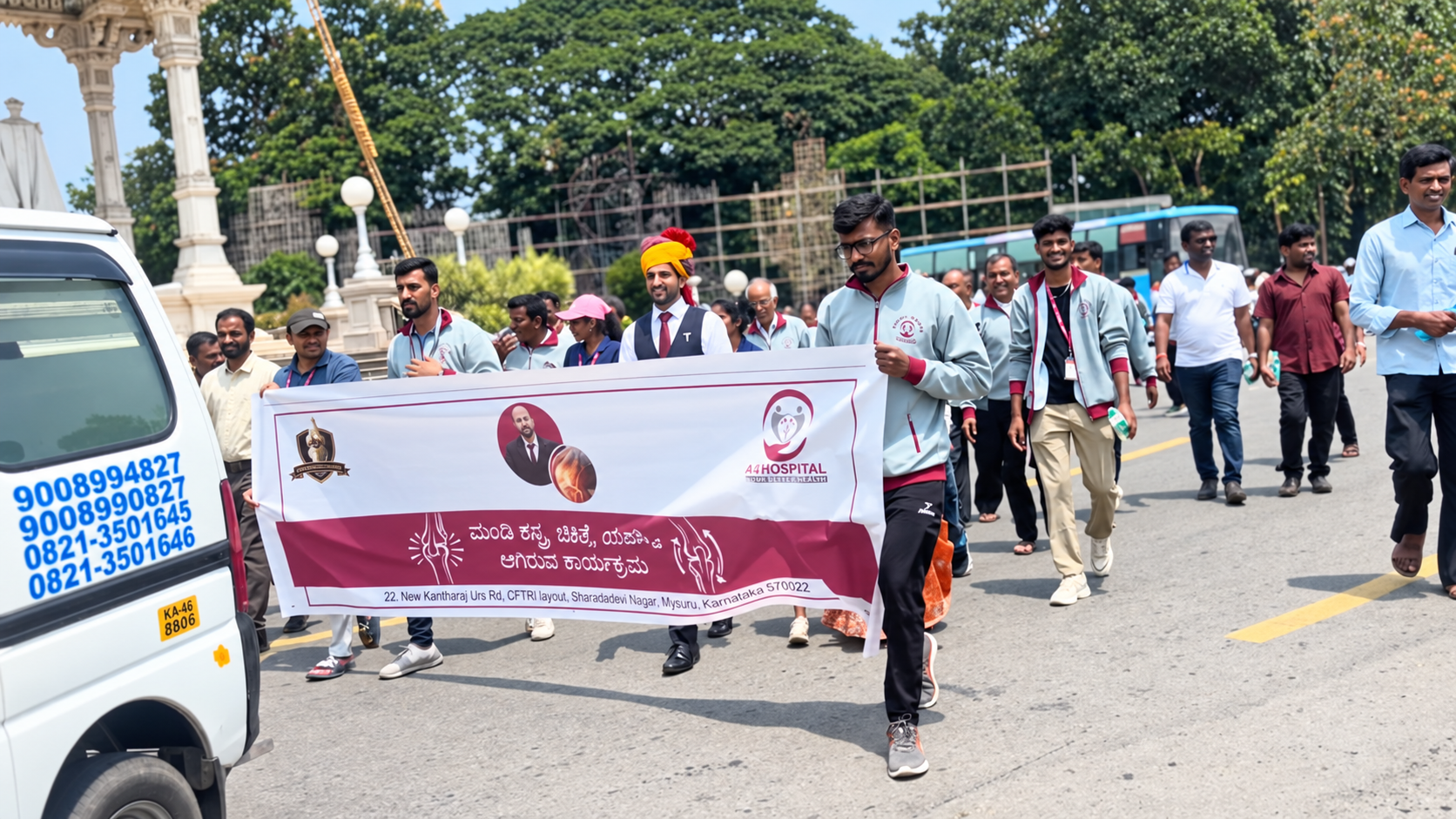 Happy Knees Walkathon procession towards Dodda Gadiyara Circle in Mysore