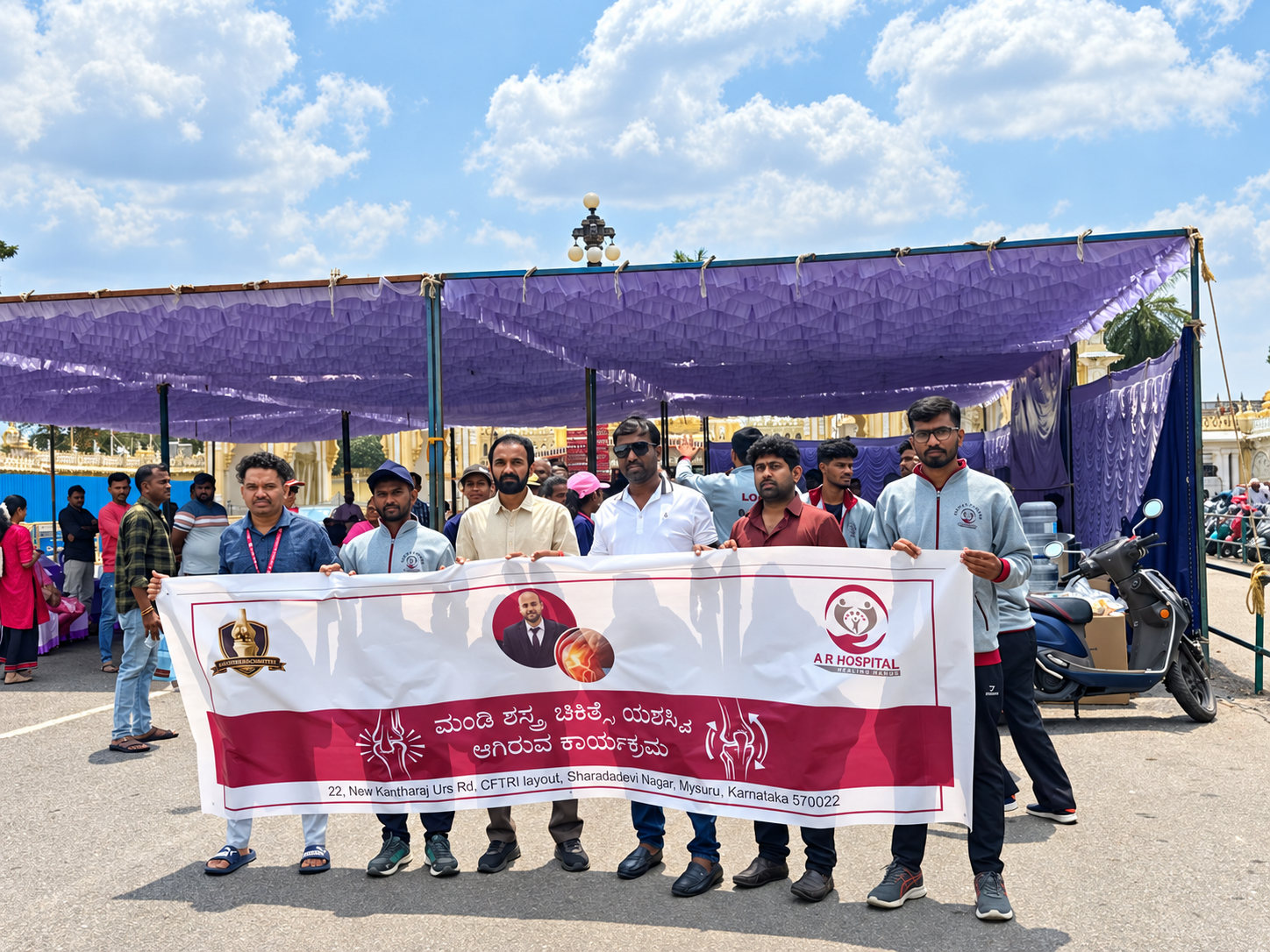 A R Hospital organizing team and staff celebrating at Happy Knees Walkathon Mysore