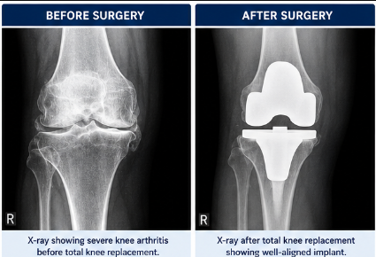 Primary versus revision knee replacement X-ray comparison